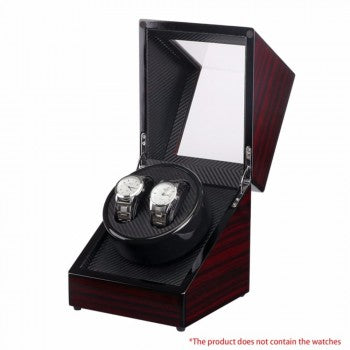 2 Slots Glossy Wooden Electronic Watch Box_0