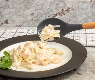 Silicone Slotted Utensils With Wooden Handle - Pasta server_0