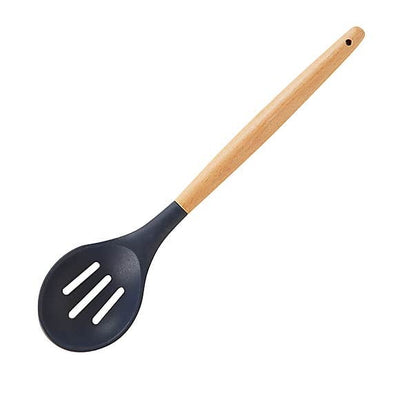 Silicone Slotted Spoon with Wood Handle_0